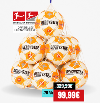 DERBYSTAR 10er Ballpaket Club Light v24 Weiß/Orange inkl. Ballnetz